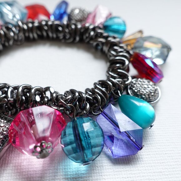 Vibrant Multi-Color Beaded Charm Bracelet - Picture 4 of 10